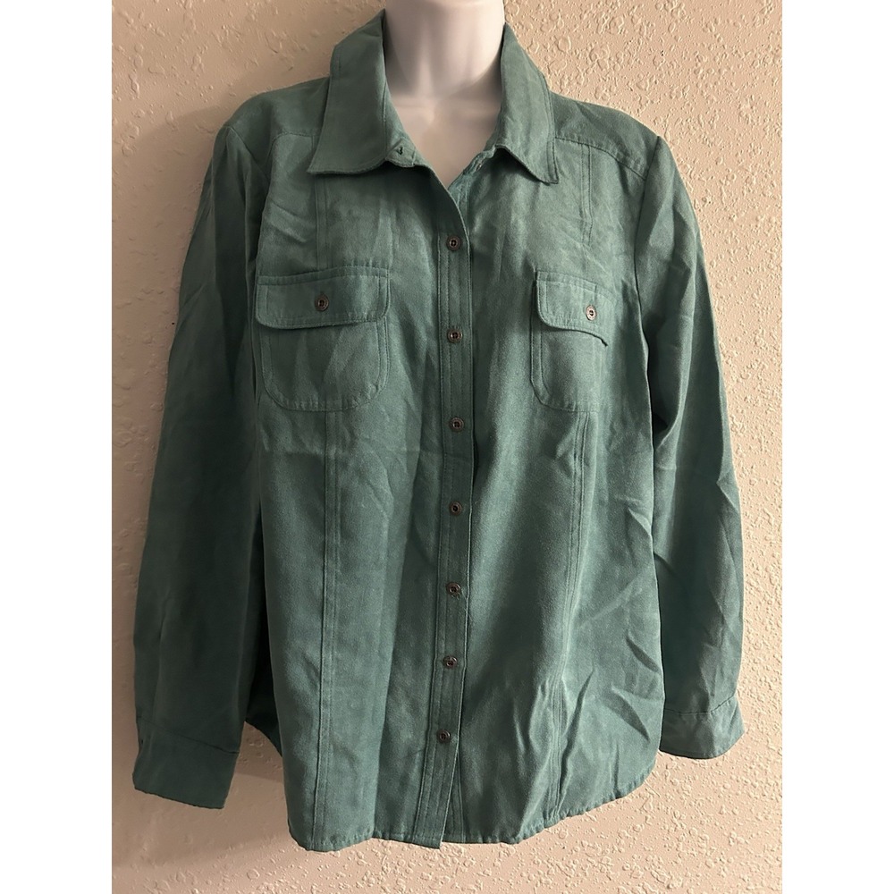 New Large Croft & Barrow Suede Feel Olive Top #1288*8